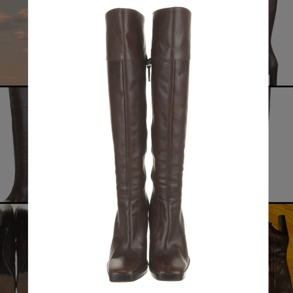 Balenciaga knee high heeled brown leather boots - Picture 6 of 8